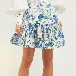Zimmerman Blue and Cream Flounce Skirt